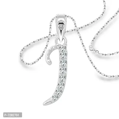 Vighnaharta Jesus J Alphabet CZ Rhodium Plated Alloy Pendant for Women and Girls-[VFJ1238PR]