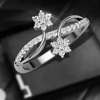 Vighnaharta Dia Couple Flower cz Rhodium Plated Alloy Ring for Women and Girls-[VFJ1395FRR7]-thumb2