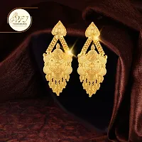 Golden Brass No Gemstone Studs Earrings For Women-thumb1