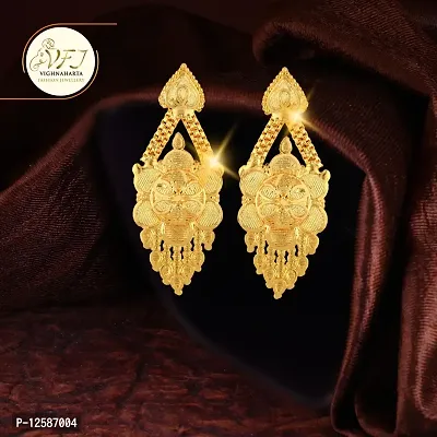 Golden Brass No Gemstone Studs Earrings For Women-thumb2