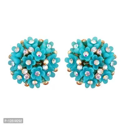 Navy Blue Brass Diamond Studs Earrings For Women