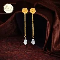 Golden Brass Cubic Zirconia Drop Earrings Earrings For Women-thumb1
