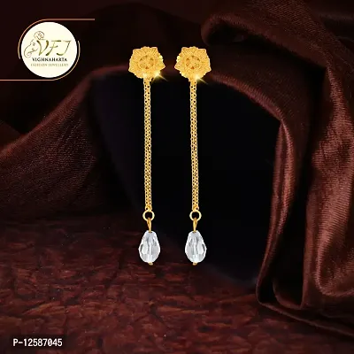 Golden Brass Cubic Zirconia Drop Earrings Earrings For Women-thumb2