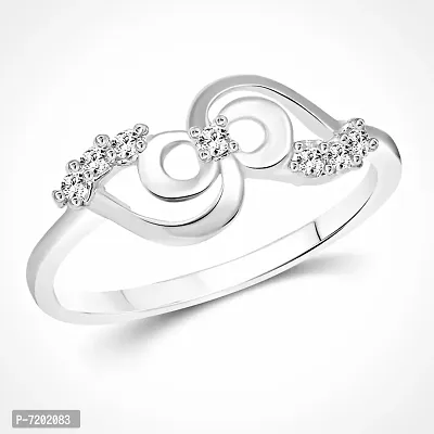 Vighnaharta White Designer (CZ) Silver and Rhodium Plated Ring -VFJ1054FRR
