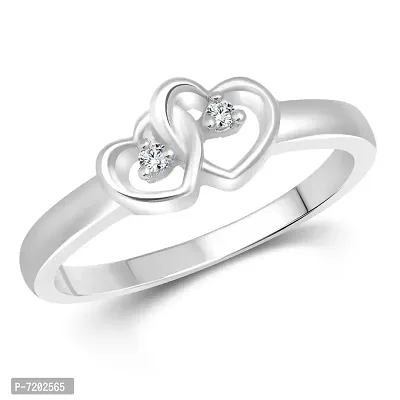 Vighnaharta Valentines True Love (CZ) Silver and Rhodium Plated Alloy Fashion Ring For Girls - [VFJ1170FRR]