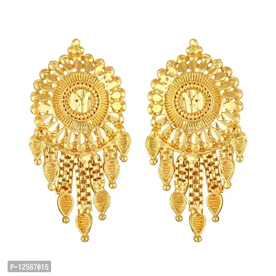 Golden Brass No Gemstone Studs Earrings For Women