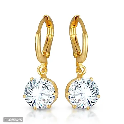 Stylish Gold Brass Cubic Zirconia Studs Earrings For Women-thumb0