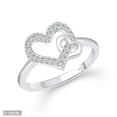 Vighnaharta Incredible Heart Rhodium Plated CZ Ring for Women- (VFJ1598FRR13)-thumb0