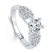 Vighnaharta Valentine Gift Sweet Heart Solitaire CZ Silver and Rhodium Plated Ring -VFJ1030FRR-thumb1