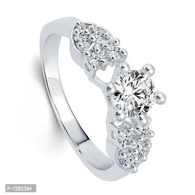 Vighnaharta Valentine Gift Sweet Heart Solitaire CZ Silver and Rhodium Plated Ring -VFJ1030FRR-thumb2