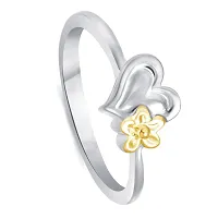 Vighnaharta Valentine Gift Flory Heart Rhodium Plated Ring - [VFJ1115FRR16]-thumb1