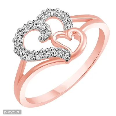 Vighnaharta Valentine Gift Rose Gold Couple Heart Rose Gold Plated Ring - [VFJ1131RG16]-thumb0