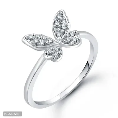 Modish Butterfly (CZ) Rhodium Plated Alloy Ring for Women and Girls - [VFJ1009FRR]