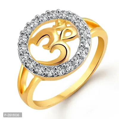 Auspicious Om (CZ) Gold and Rhodium Plated Alloy Ring for Women and Girls - [VFJ1021FRG]