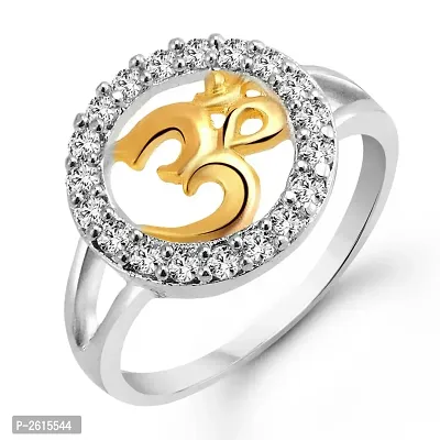 Auspicious Om (CZ) Rhodium Plated Alloy Ring for Women and Girls - [VFJ1021FRR]-thumb0