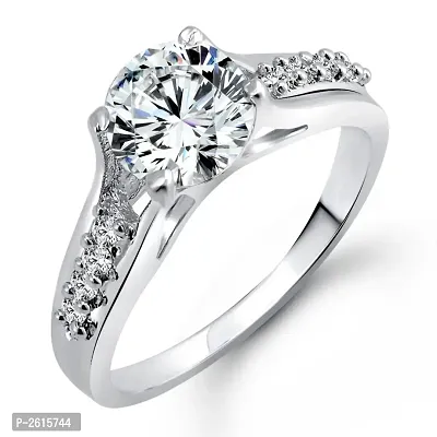 Engagement (CZ) Rhodium Plated Alloy Ring for Women-thumb0