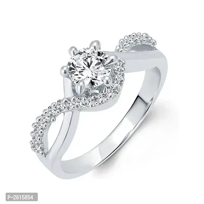 Trendy Design Solitaire (CZ) Rhodium Plated alloy Ring for Women and Girls - [VFJ1032FRR]-thumb0