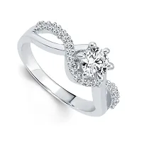 Trendy Design Solitaire (CZ) Rhodium Plated alloy Ring for Women and Girls - [VFJ1032FRR]-thumb1