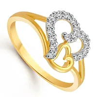 Couple Heart (CZ) Gold and Rhodium Plated Alloy Ring for Women and Girls - [VFJ1020FRG]-thumb1
