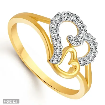 Couple Heart (CZ) Gold and Rhodium Plated Alloy Ring for Women and Girls - [VFJ1020FRG]-thumb2