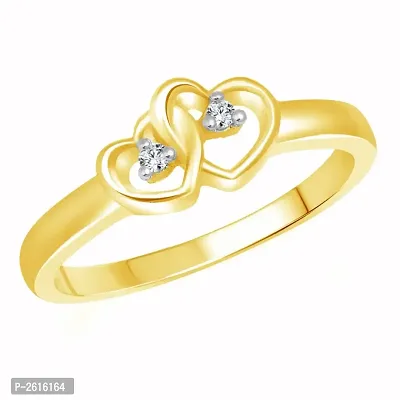 Dual Heart (CZ) Gold and Rhodium Plated alloy Ring for Women and Girls - [VFJ1047FRG]