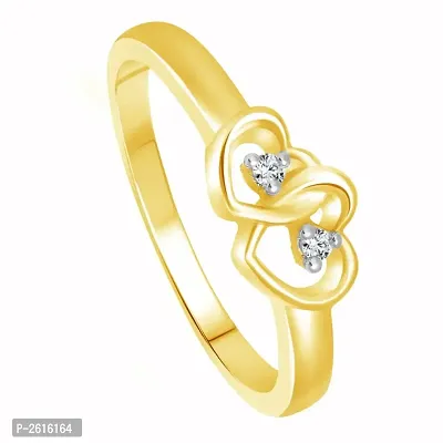 Dual Heart (CZ) Gold and Rhodium Plated alloy Ring for Women and Girls - [VFJ1047FRG]-thumb2