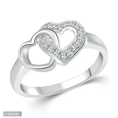 Heart (CZ) Rhodium Plated alloy Ring for Women and Girls