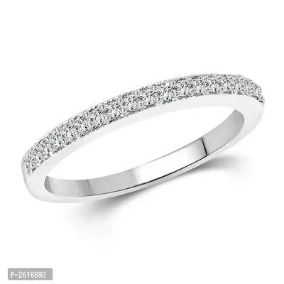 Half Round (CZ) Rhodium Plated alloy Ring for Women and Girls - [VFJ1064FRR]