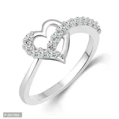 Valentines (CZ) Rhodium Plated alloy Ring for Women and Girls - [VFJ1076FRR]