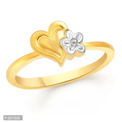 Floral Heart Plain Gold and Rhodium Plated Ring - [VFJ1083FRG]