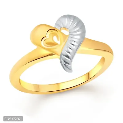 Graceful Heart Plain Gold and Rhodium Plated Ring - [VFJ1085FRG]