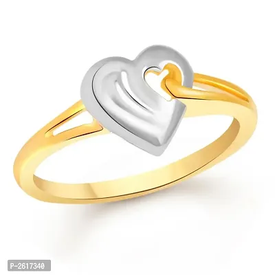 Marvellous Heart Plain Gold and Rhodium Plated Ring - [VFJ1086FRG]