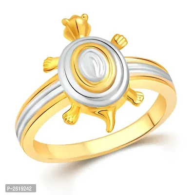 Praying Tortoise Gold and Rhodium Plated Ring - [VFJ1098FRG]