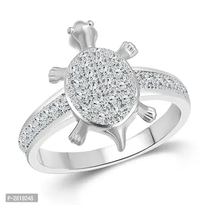 Micro Tortoise CZ Rhodium Plated alloy Ring for Women and Girls - [VFJ1100FRR]