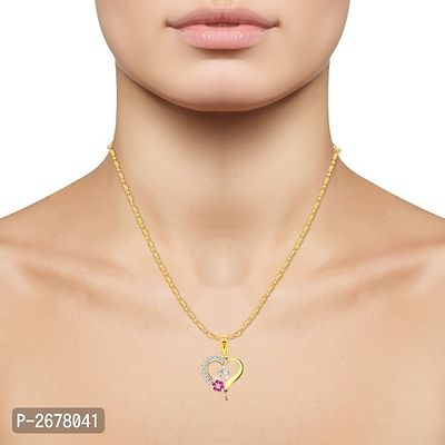 Golden Alloy Flower Heart Initial H Pendant For Womens-thumb2