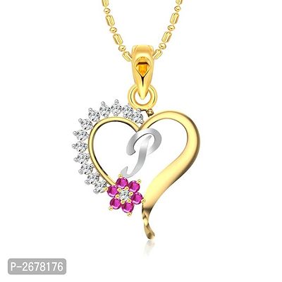 Golden Alloy Flower Heart Initial P Pendant For Womens-thumb0