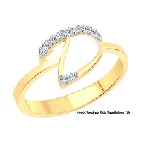 initial ''D'' Letter (CZ) Gold and Rhodium Plated Alloy Ring for Women and Girls-thumb1