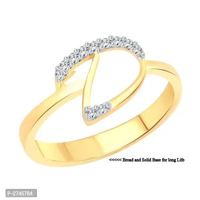 initial ''D'' Letter (CZ) Gold and Rhodium Plated Alloy Ring for Women and Girls-thumb2