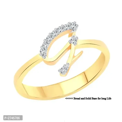 initial ''G'' Letter (CZ) Gold and Rhodium Plated Alloy Ring for Women and Girls-thumb2