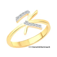 initial ''K'' Letter (CZ) Gold and Rhodium Plated Alloy Ring for Women and Girls-thumb1