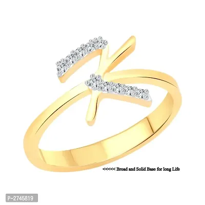 initial ''K'' Letter (CZ) Gold and Rhodium Plated Alloy Ring for Women and Girls-thumb2