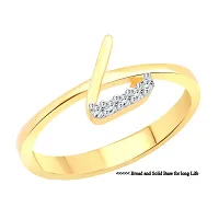 initial ''L'' Letter (CZ) Gold and Rhodium Plated Alloy Ring for Women and Girls-thumb1