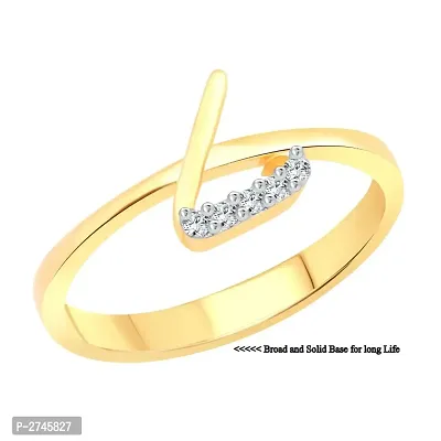 initial ''L'' Letter (CZ) Gold and Rhodium Plated Alloy Ring for Women and Girls-thumb2