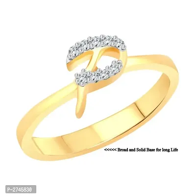 initial ''P'' Letter (CZ) Gold and Rhodium Plated Alloy Ring for Women and Girls-thumb2