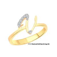 initial ''V'' Letter (CZ) Gold and Rhodium Plated Alloy Ring for Women and Girls-thumb1