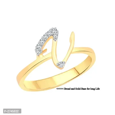 initial ''V'' Letter (CZ) Gold and Rhodium Plated Alloy Ring for Women and Girls-thumb2