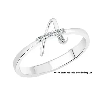initial ''A'' Alphabet (CZ) Silver and Rhodium Plated Alloy Ring for Women and Girls-thumb1
