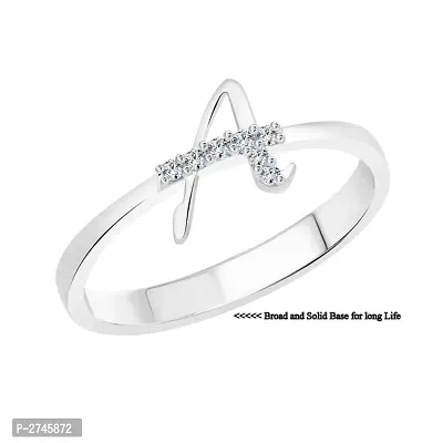 initial ''A'' Alphabet (CZ) Silver and Rhodium Plated Alloy Ring for Women and Girls-thumb2