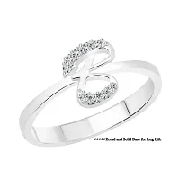 initial ''B'' Alphabet (CZ) Silver and Rhodium Plated Alloy Ring for Women and Girls-thumb1