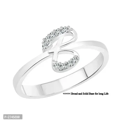 initial ''B'' Alphabet (CZ) Silver and Rhodium Plated Alloy Ring for Women and Girls-thumb2